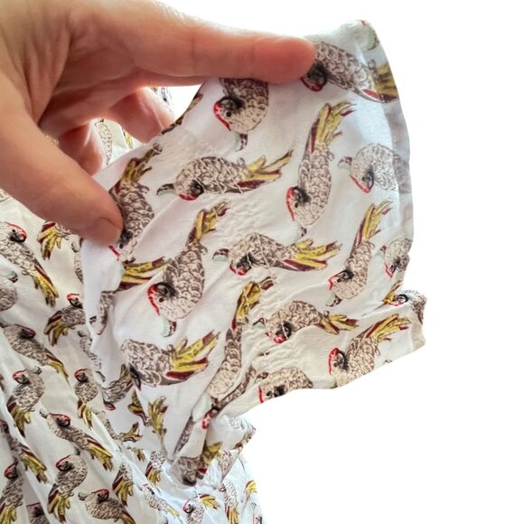 New York &‎ Company Womens Cockatoo Parrot Print Blouse Long Sleeve Peasant Sz S - Picture 3 of 10
